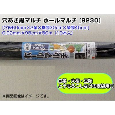 シンセイ ホールマルチ 黒マルチ 9230 0.02mm X 95cm X 50m 10本 穴あきマルチ 2列 農業資材 家庭菜園 マルチング マルチシート