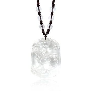 【正佳珠寶】白水晶 十二生肖 雞 白水晶吊墜 可調式棉繩吊墜