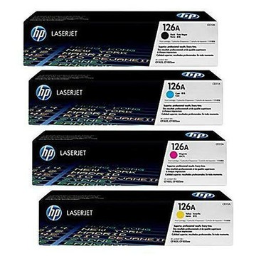 領券滿額折300  【超殺組合價】HP 126A CE310A/CE311A/CE312A/CE313A 原廠碳粉匣一黑三彩組合