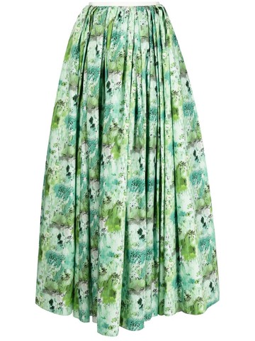 Giambattista Valli - floral-print flared full skirt - women - Cotton - 40 - Green