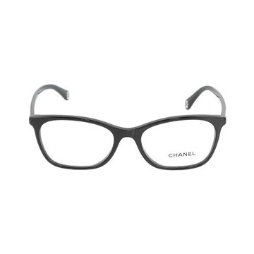 CHANEL 銀字Logo 長方形平光眼鏡(黑色) 3414 C501