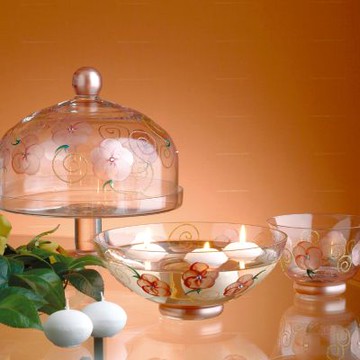 Madiggan貝斯麗 粉色玫瑰手工彩繪玻璃開運碗-買一送一