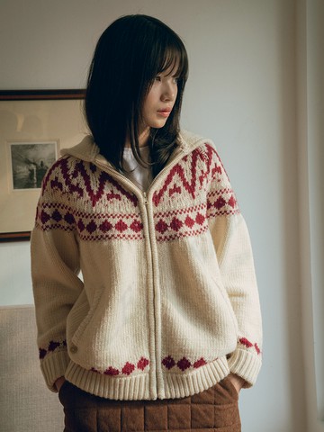 Nordic knit hood zip-up_3 color