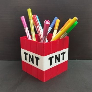 台灣出貨 麥塊筆頭 麥克tnt鉛筆筒 麥塊桌面收納 我的世界卡通TNT3D列印筆筒彩色書寫禮品趣味DIY塑膠材質