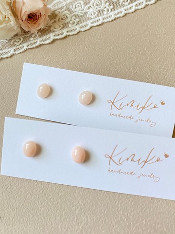 夢幻暖色系粉橘橢圓形耳環 不鏽鋼耳針 led/uv膠飾品