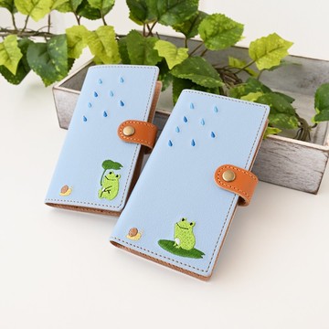 相容於所有型號 智慧型手機殼 筆記型 [刺繡青蛙] 青蛙日皮革 iPhone Android A159I