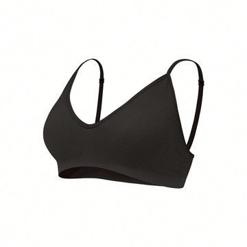 【深V細肩】無縫零著感BraTop內衣 - S / 黑