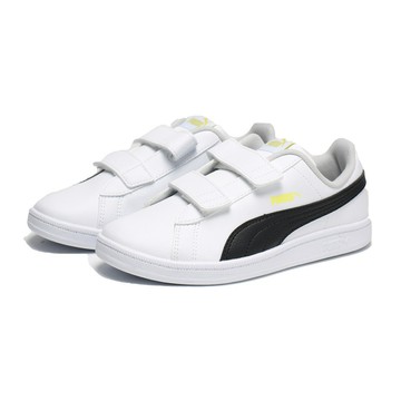 PUMA 童鞋 PUMA UP V PS 中童鞋 幼童款 運動鞋 休閒鞋 復古鞋 魔鬼氈 皮革 白 黑 37360217