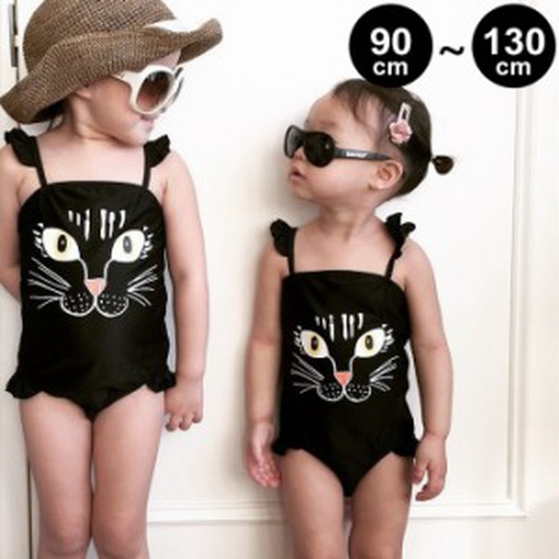 キッズ 水着 女の子 子供 子ども こども ワンピース 猫 ネコ ねこ ブラック 黒 シンプル スイムウェア 海水浴 プール ネコポス送料無料 通販 Lineポイント最大1 0 Get Lineショッピング