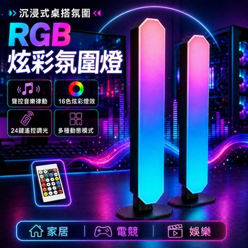 💖台灣出貨💖 RGB炫彩氛圍燈 氣氛燈 桌燈 電競燈 節奏燈 拾音燈 節奏氣氛燈 電腦燈 補光燈 房間氣氛燈