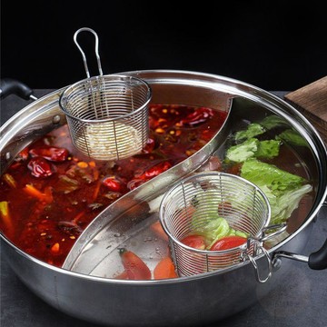 🔥即日特價🔥304不鏽鋼涮肉神器鍋邊漏勺可懸掛設計大加厚漏杯油炸火鍋麪點過