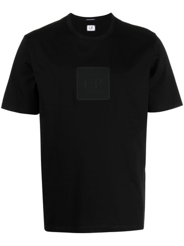 C.P. Company - logo-appliqué cotton T-shirt - men - Cotton - L - Black