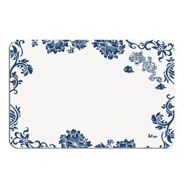Urtale 青花瓷珪藻土地墊  60 x 39cm  青遊龍 白色 + 藍色  1個
