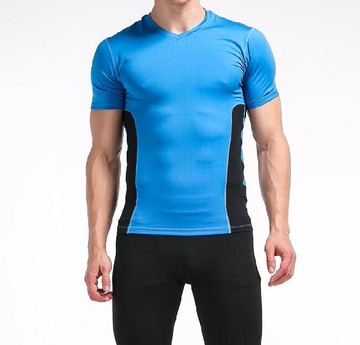 FINDSENSE MD 日系 時尚 男 高彈力 緊身運動短T 上衣 訓練服 跑步 健身T恤 短袖T恤 拼色短T