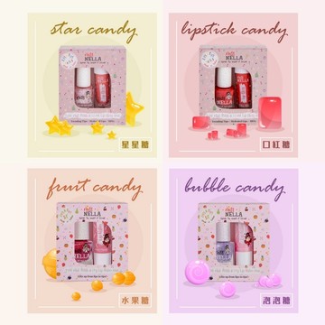 英國【Miss Nella】兒童水性彩妝糖果罐系列(可撕指甲油+啵啵小唇蜜/胖胖款護唇膏)