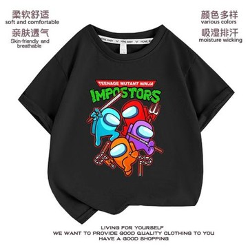 amongus童裝男童短袖t恤夏裝太空狼人殺衣服兒童學生純棉半袖上衣