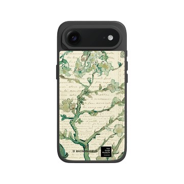 iPhone Air SolidX 黑 - Van Gogh Museum - 盛開的杏花與手寫稿背景