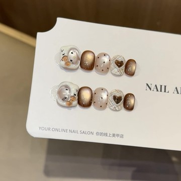 🏆精品純手工🏆 可愛卡通貓咪 穿戴甲 指甲貼片 美甲 指甲貼 指甲片 短款美甲片