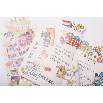 🍋檸檬青🍋清倉現貨胖嘟嘟系列超可愛手繪卡通燙金12款一套4張入貼紙手賬裝飾素材