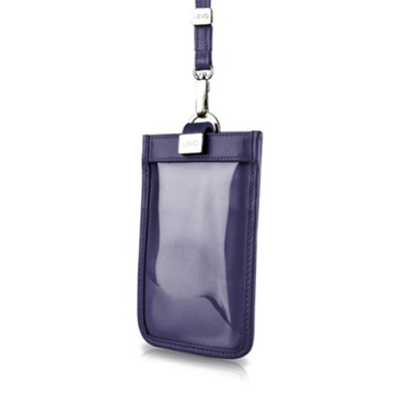 【LIEVO】 頸掛式真皮手機套_午夜藍(86 * 166 mm機身尺寸以下皆適用)