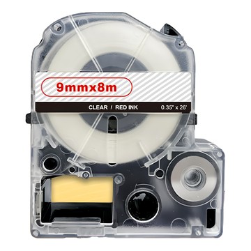 NEXTPAGE 台灣榮工 透明底紅字 副廠標籤帶 適用於 EPSON 標籤機 LK-3TRN 9mm