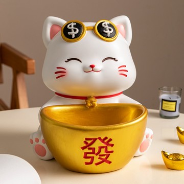 送隨機開運御守【保庇BOBEE】 保庇陶瓷可愛招財貓 招財貓 入厝禮物 招財擺飾 新年擺飾招財擺件