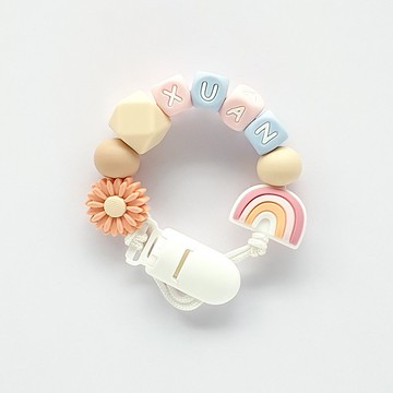 9顆 XUAN 雛菊 彩虹 客製化奶嘴鏈