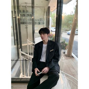 ONELYC1NS 小眾設計感墊肩西服外套男韓版寬松金屬裝飾休閑西裝