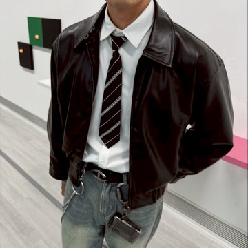 TOP_KOREA 正韓 短版雙拉鍊皮外套(薄款) H1219