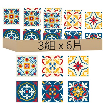ins歐風系列 花磚壁貼6片組  20 x 20cm  A22  3組