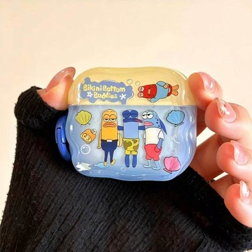 AirPods 卡通耳機殼 清新小丑魚比奇堡圖案 相容 Pro3、4 代、2 代、3 代 Pro 蘋果無線耳機保護套
