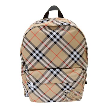 BUREBRRY  經典斜格紋帆布雙拉鍊中性款後背包(卡其)