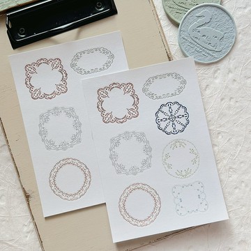 MarkyPuppy 手繪 小花邊框 和紙貼紙 輕復古 鹽系 拼貼 素材貼紙