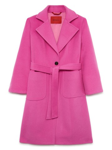 MAX&Co. Kids - notched-collar belted wool coat - kids - Viscose/Wool/Polyester - 6 yrs - Pink