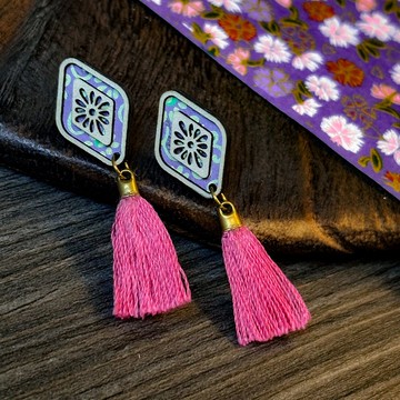 【日花格紙】菊菱-木格窗花和貼耳小耳環