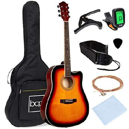 Best Choice Products 41in Beginner Acoustic Guitar Full Size All Wood Cutaway Guitar Starter Set Bundle with Case, Strap, Capo, Strings, Picks, Tuner