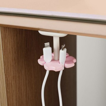 花朵款無痕理線器 床頭桌面手機數據線收納夾 充電線整理固定繞線器免鑽牆貼配件臺灣出貨