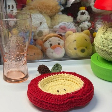 保教會💡3D立體蘋果杯墊毛線手工編織diy材料包鉤針禮物打發時間勾 diy手作材料包小物 手作材料包情侶 手縫打發時間
