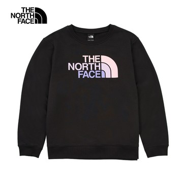 The North Face北面女款黑色大尺寸LOGO印花長袖大學T｜8DC7JK3
