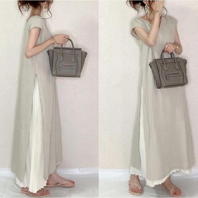 ワンピース レディース 夏 セットアップ 大人 マキシ丈 通勤 ロングワンピース ワンピ 可愛い プリーツスカート ゆったり 体型カバー 代30代40代50代 通販 Lineポイント最大0 5 Get Lineショッピング