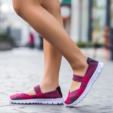 老北京布鞋女夏季新款單鞋手工編織鞋中年婦女平跟媽媽透氣走步鞋