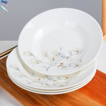 4只盤子景德鎮骨瓷餐具陶瓷家用盤菜盤湯盤圓盤創意盤家用深盤碟