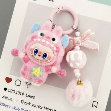 兒童文具 兒童禮物新款植絨波點怪獸拉布包包掛件學生公仔鑰匙鏈掛飾鑰匙扣閨蜜禮物