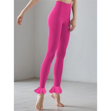 高腰瑜伽褲女修身蜜桃臀健身褲速干韓版網紅荷葉邊褲腳運動褲春夏