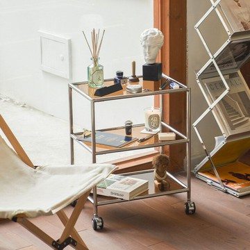 邊桌 鐵藝送餐車置物架茶幾客廳可移動沙發ins邊幾帶輪玻璃中古小推車