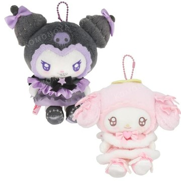 小禮堂 Sanrio 三麗鷗 x 粧美堂 絨毛玩偶吊飾 (緞帶 天使與惡魔) 美樂蒂 酷洛米