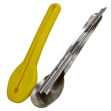 潔豹 健康316餐具組 湯匙 + 筷子 + 矽膠套  黃色  1組