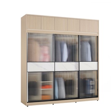 文創集 維爾岩板7尺鋁框加高玻璃衣櫃組合(吊衣桿x6＋內多分層格)-182x60x236cm免組