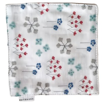 星燈社 杯墊 茶布 日本製造 正面100%棉 背面棉麻  11 x 11cm  煙花 白色  1個