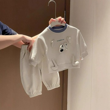 男寶寶秋裝a類長袖分體套裝嬰幼兒春秋季外出卡通可愛洋氣兩件套(鑫弘-萌寶童裝)可開發票